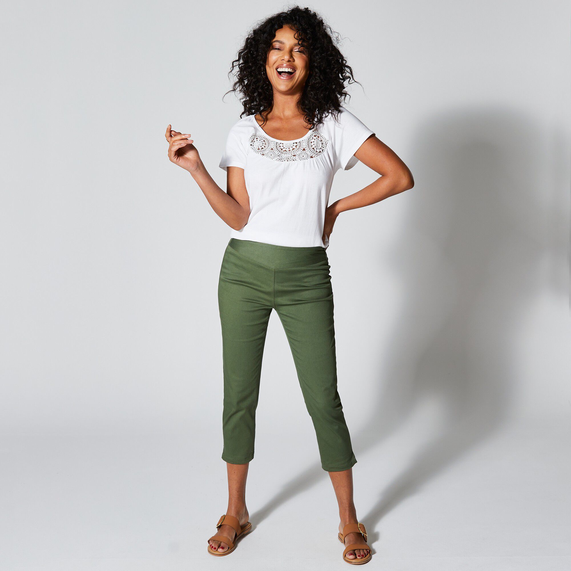 Pantacourt toile stretch