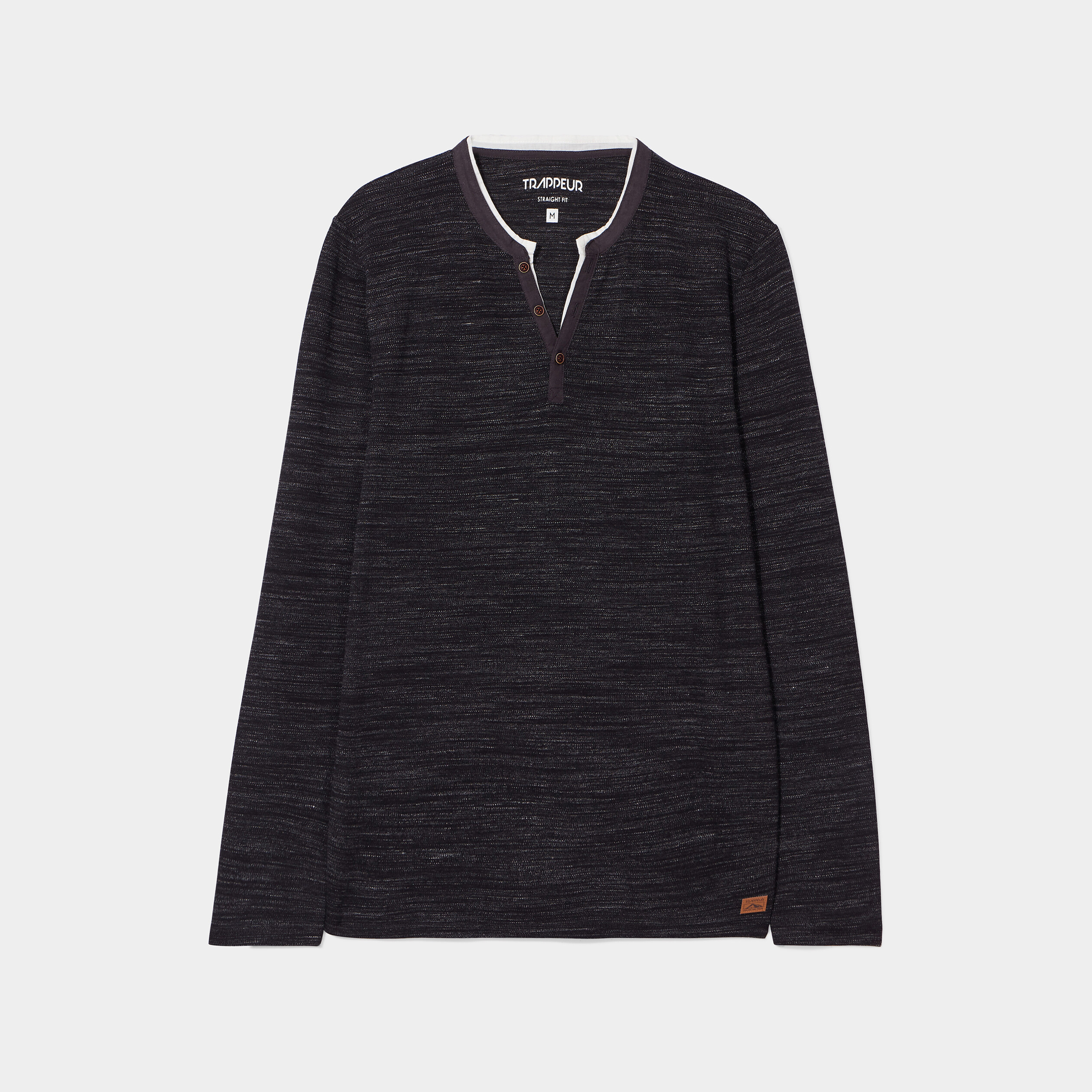 T-shirt avec col tunisien noir homme | La Halle
