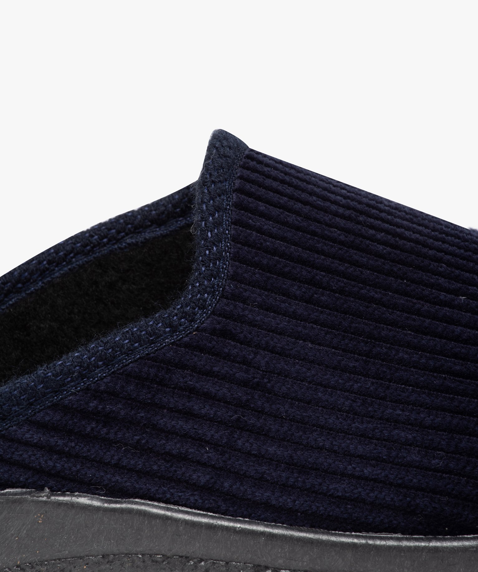 Chaussons homme mules confort dessus en velours ctelé uni bleu | GEMO