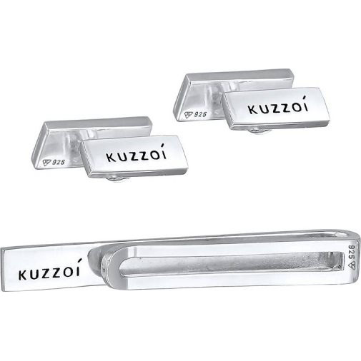 KUZZOI Krawattennadel Manschettenknöpfe Set Elegant 925 Silber