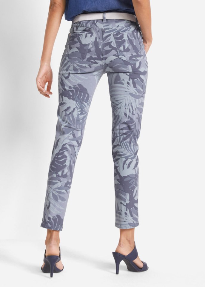 Stretch-Hose knöchellang mit floralem Druck