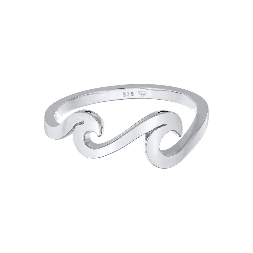 Elli Elli Bague Femmes Vagues Maritime Basique en Argent Sterling 925 Bague