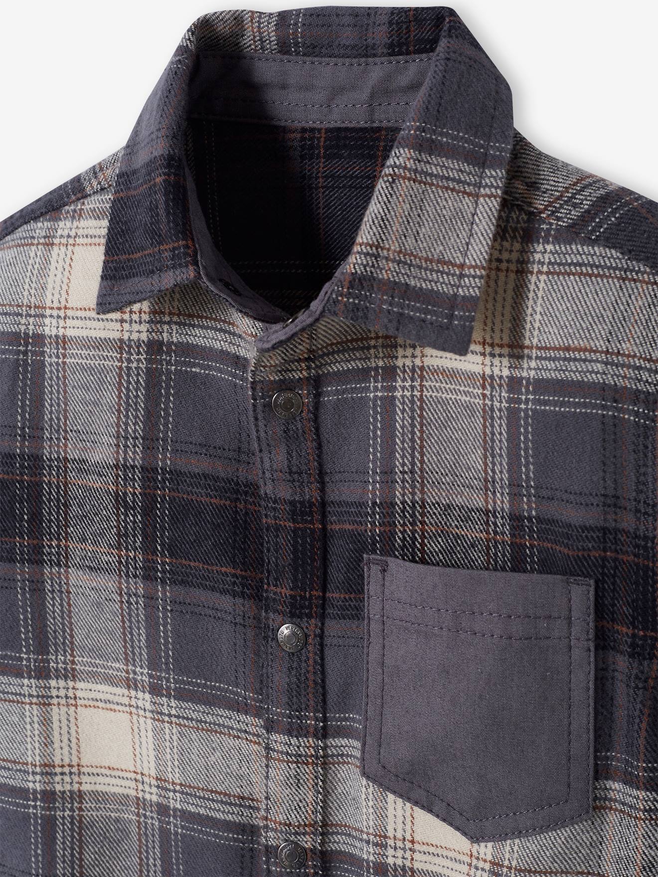 Chemise à carreaux esprit flanelle garçon carreaux vert fonce