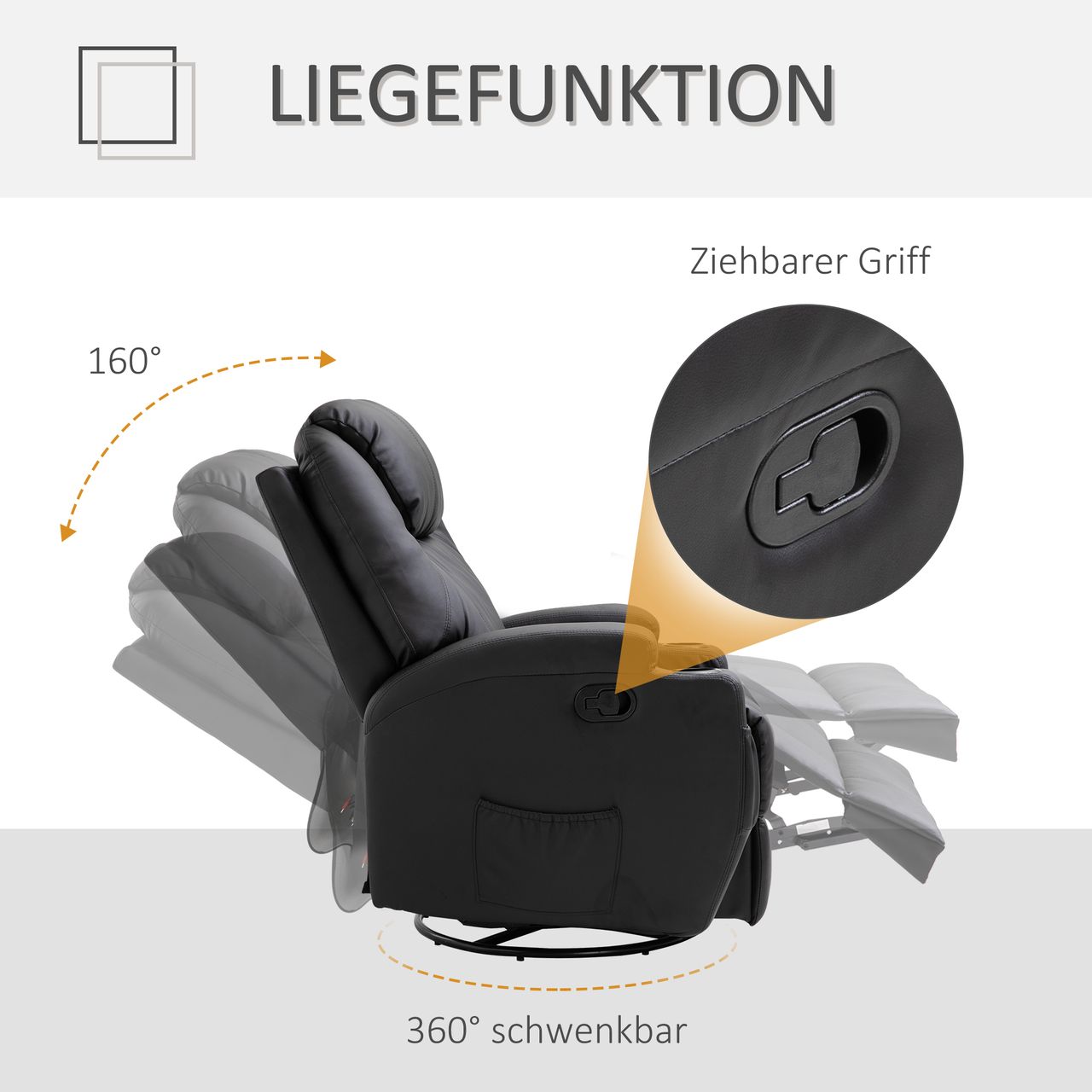 HOMCOM Massagesessel Fernsehsessel Relaxsessel Sessel 5 Massage-Modi Schwarz