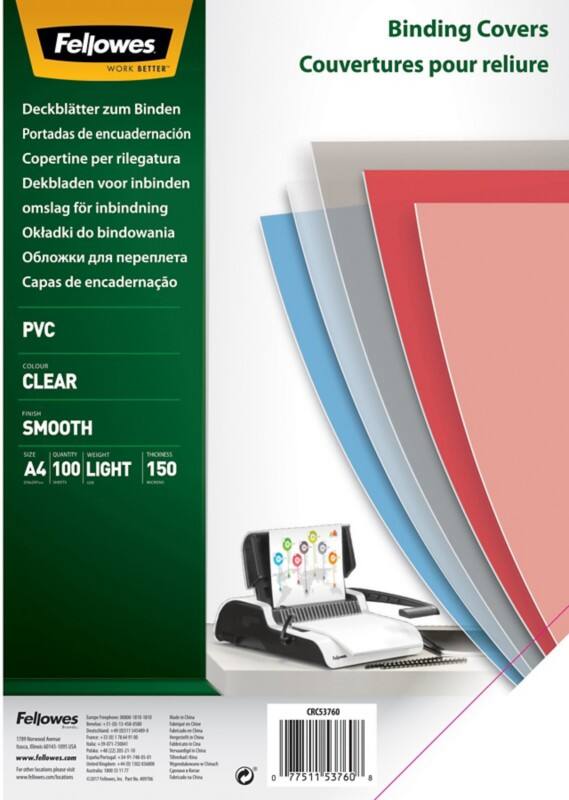 Fellowes Einbanddeckel Transparent PVC (Polyvinylchlorid) 5376001 100 Stück