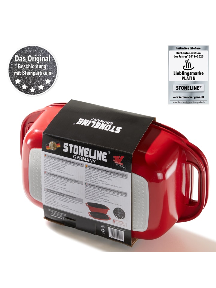 Stoneline Bräter Schmortopf 40x22 cm | mit Deckel in Rot günstig kaufen 40 x 22 cm