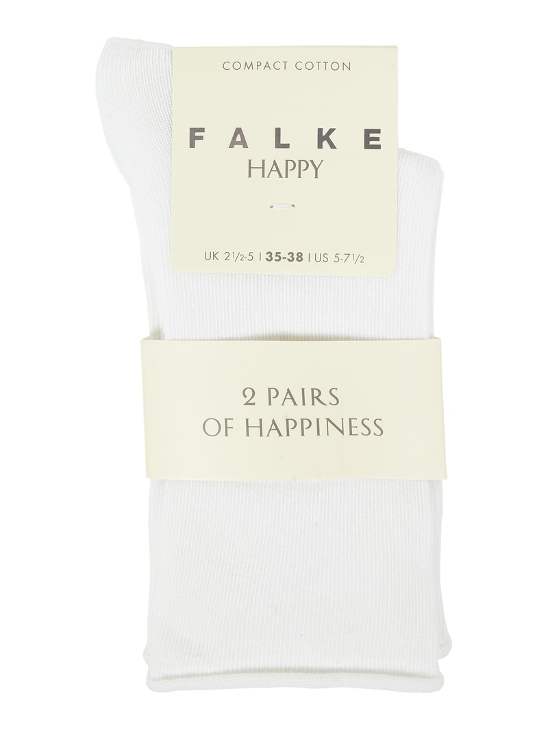 Socken mit Stretch-Anteil im 2er-Pack Modell 'Happy' in weiß