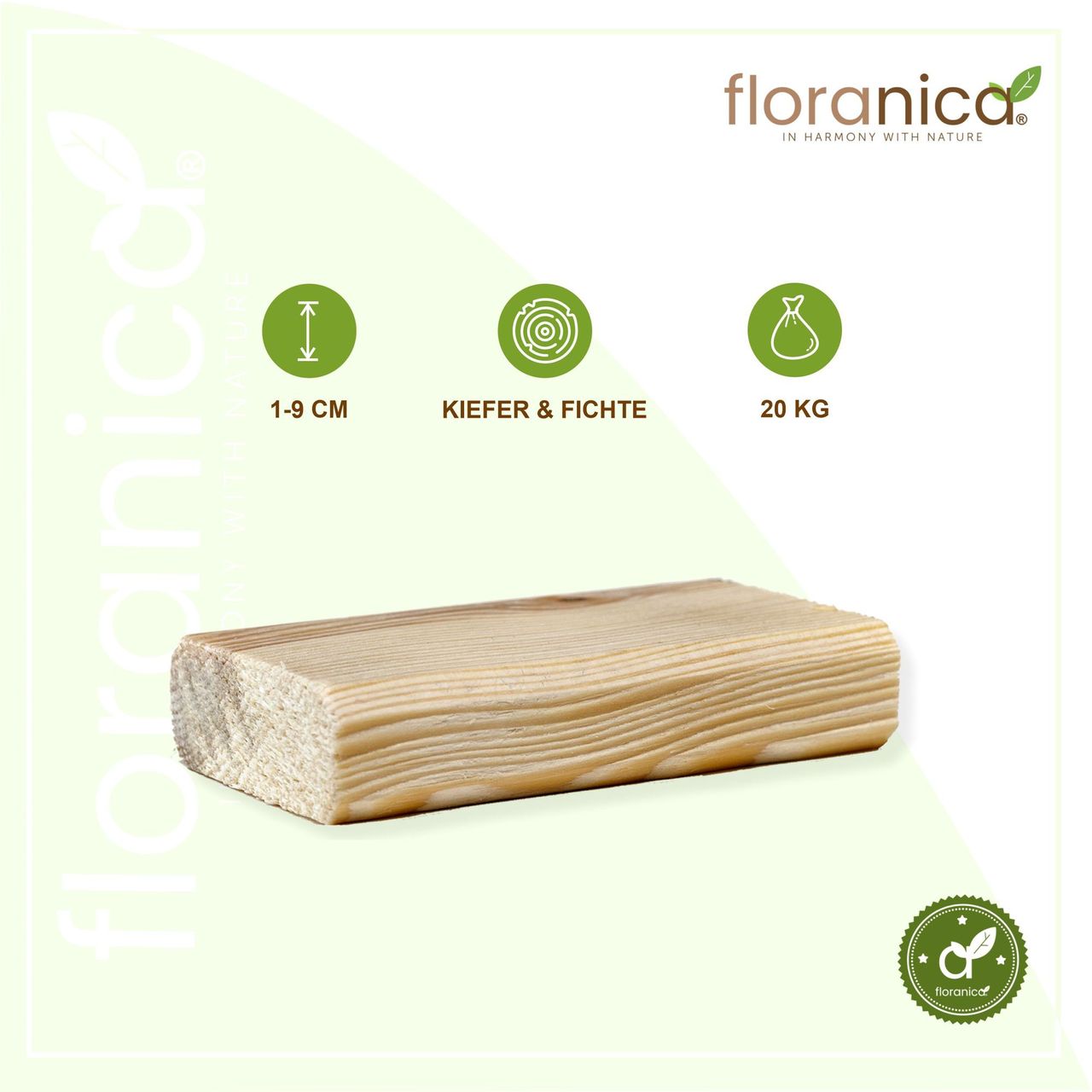 Pemicont Floranica 20kg Holzblöcke Holzstücke Holzklötze Feuerholz Anmachholz Brennholz Anzündholz für Kamin Ofen Feuerschalen Lagerfeuer fein geschliffen und trocken