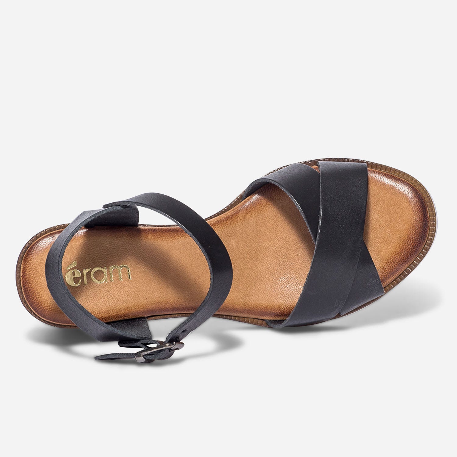 Sandale noire en cuir
