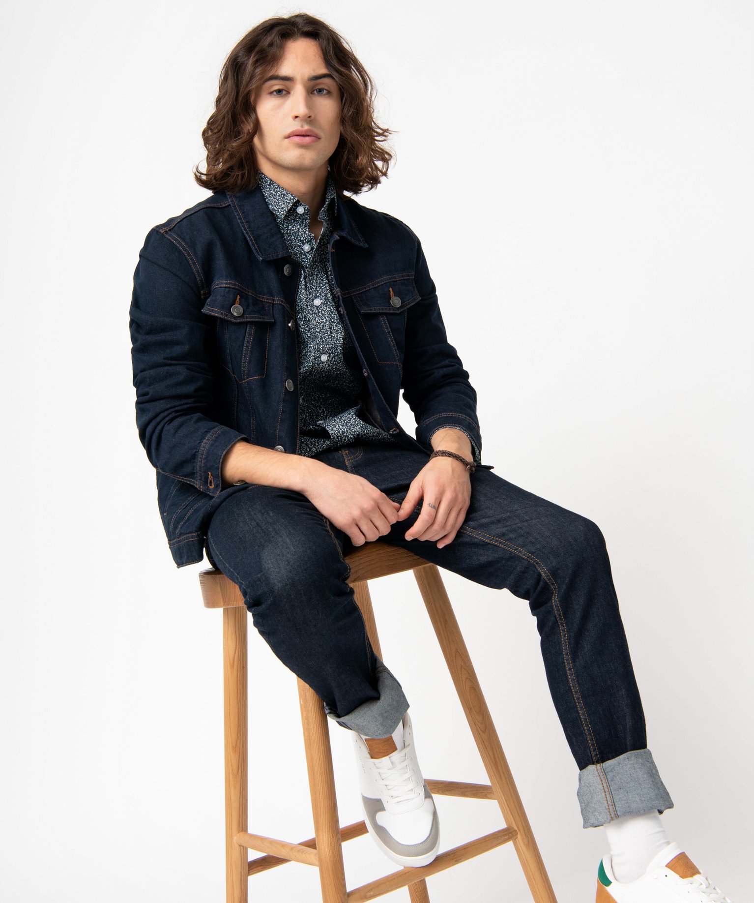 Chemise homme à manches longues coupe droite et motif fleuri imprime | GEMO