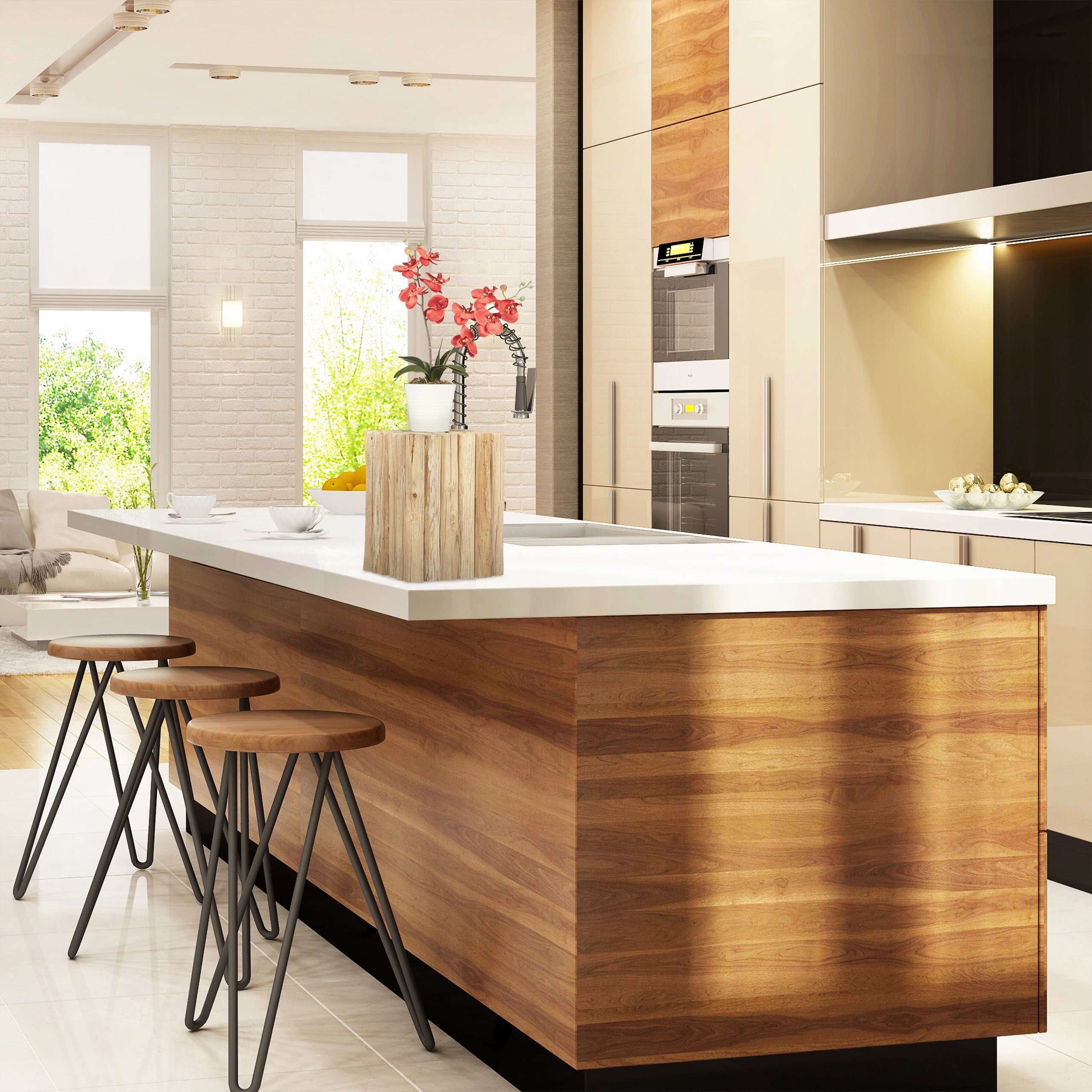 relaxdays Blumenhocker Eckiger Blumenhocker aus Holz