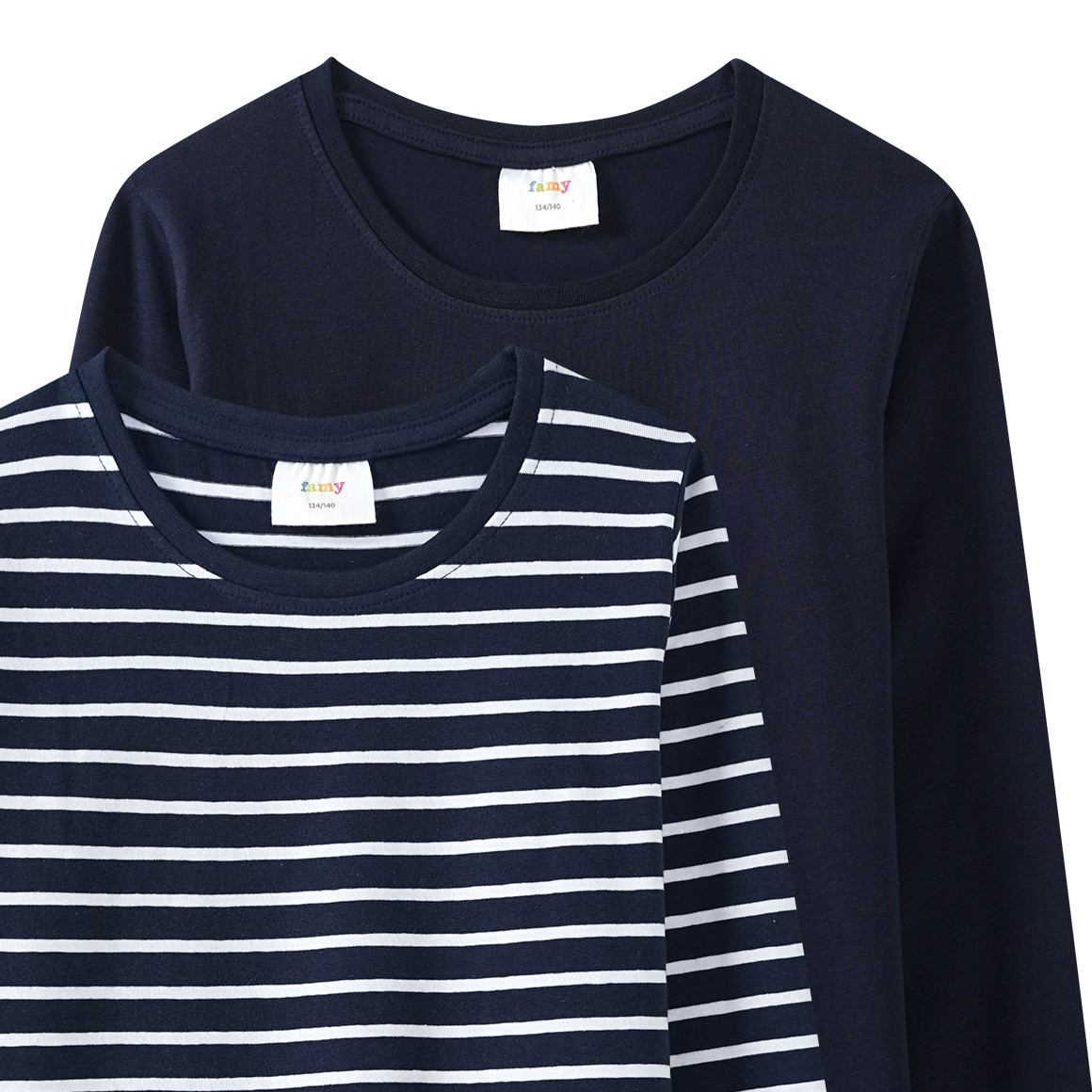 2 Mädchen Langarmshirts im Basic-Style
