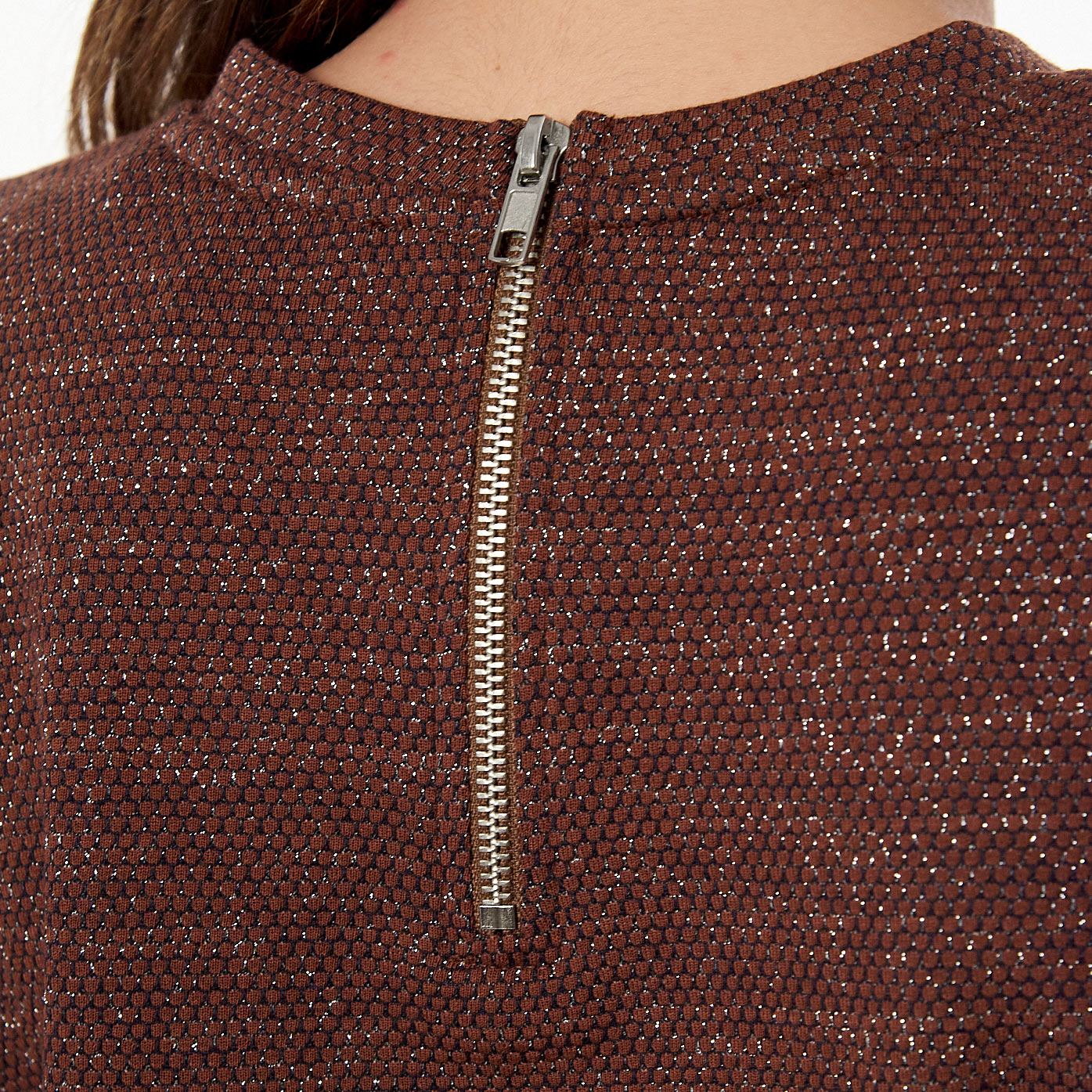 FLEXI  Pull marron pailleté Femme