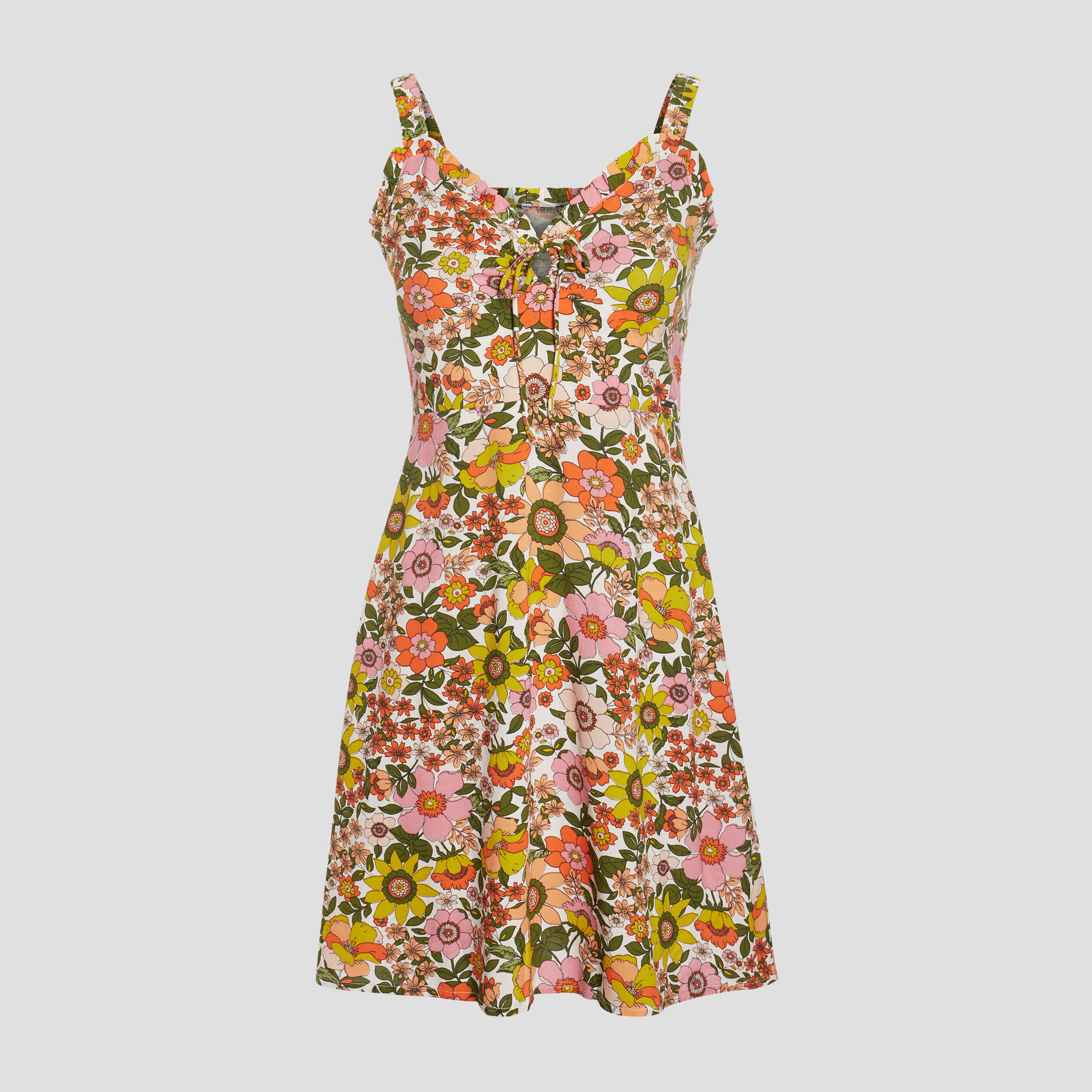 Robe évasée bretelles larges orange femme | La Halle