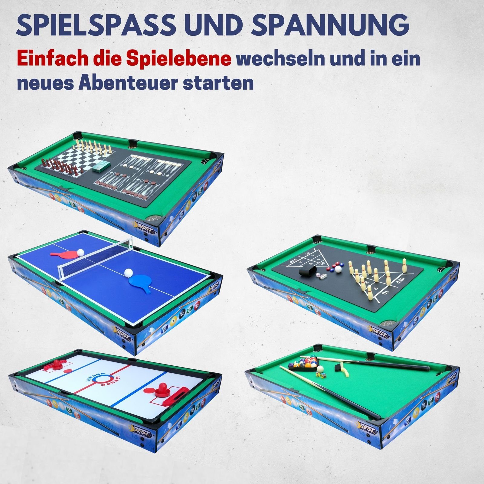 Best Sporting Multifunktionstisch Kinder 10 in 1 - Multi Kickertisch Kinder mit 10 Spielen