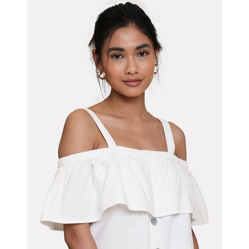Threadbare THB Aspen Linen Bardot Top Tanktop Damen