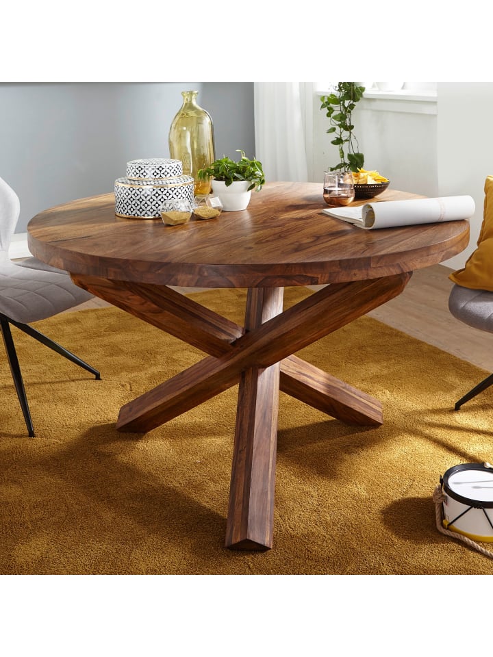 KADIMA DESIGN Design Esszimmertisch BOHA rund Ø 120 cm x 75 cm Massiv-Holz in Massivholz günstig kaufen onesize