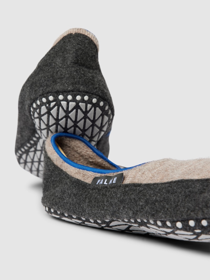 Hausschuhe aus Schurwoll-Mix mit Logo-Detail Modell 'COSYSHOE' in beige meliert
