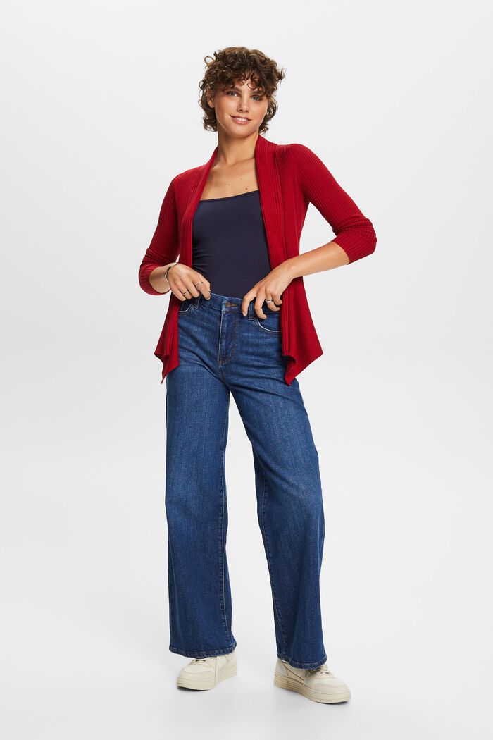 Gerippter Cardigan mit Zipfelsaum