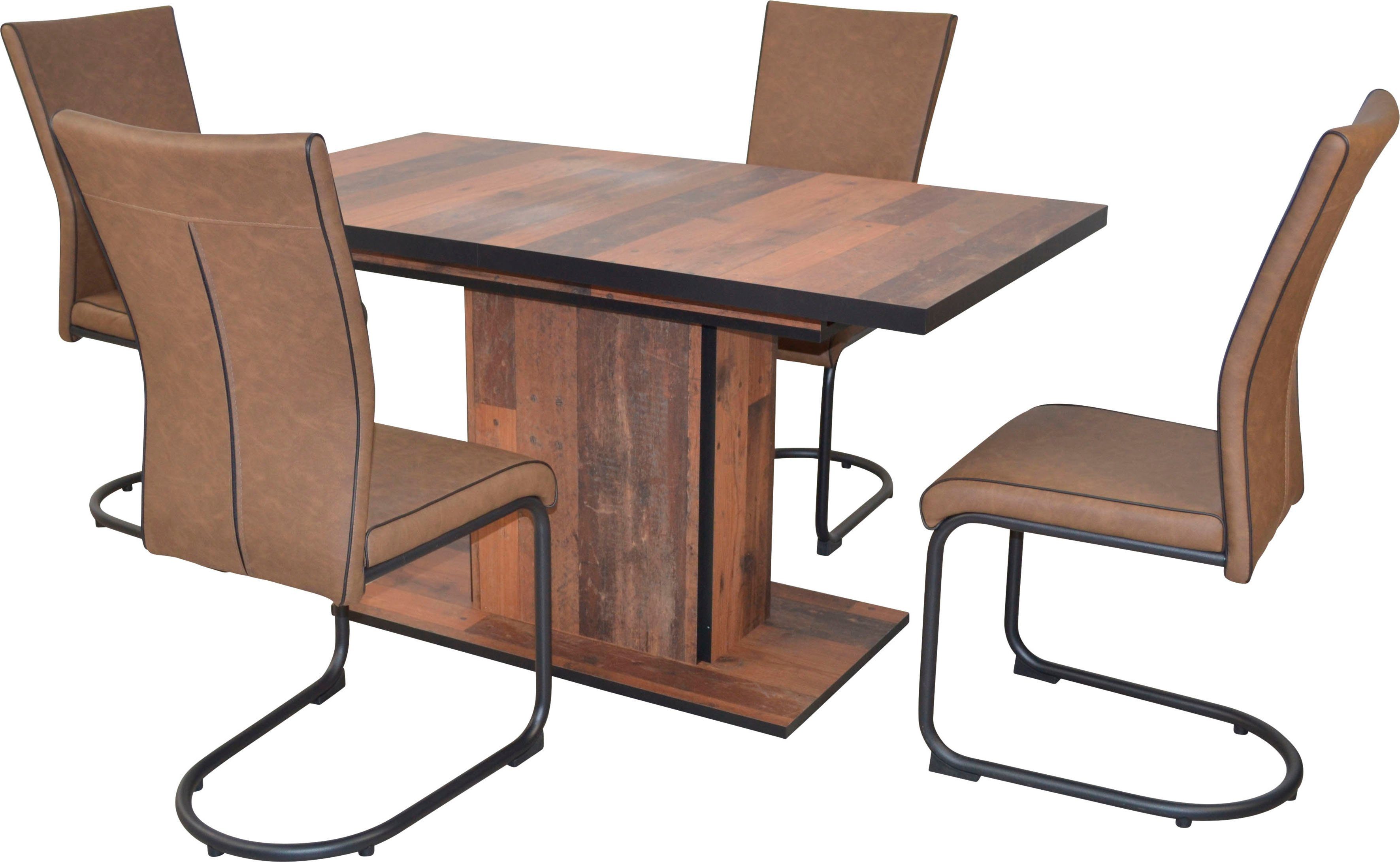 Home affaire Freischwinger Hunter (Spar-Set, 4 St), Gestell aus Stahlrohr, Sitz und Rücken schaumstoffgepolstert
