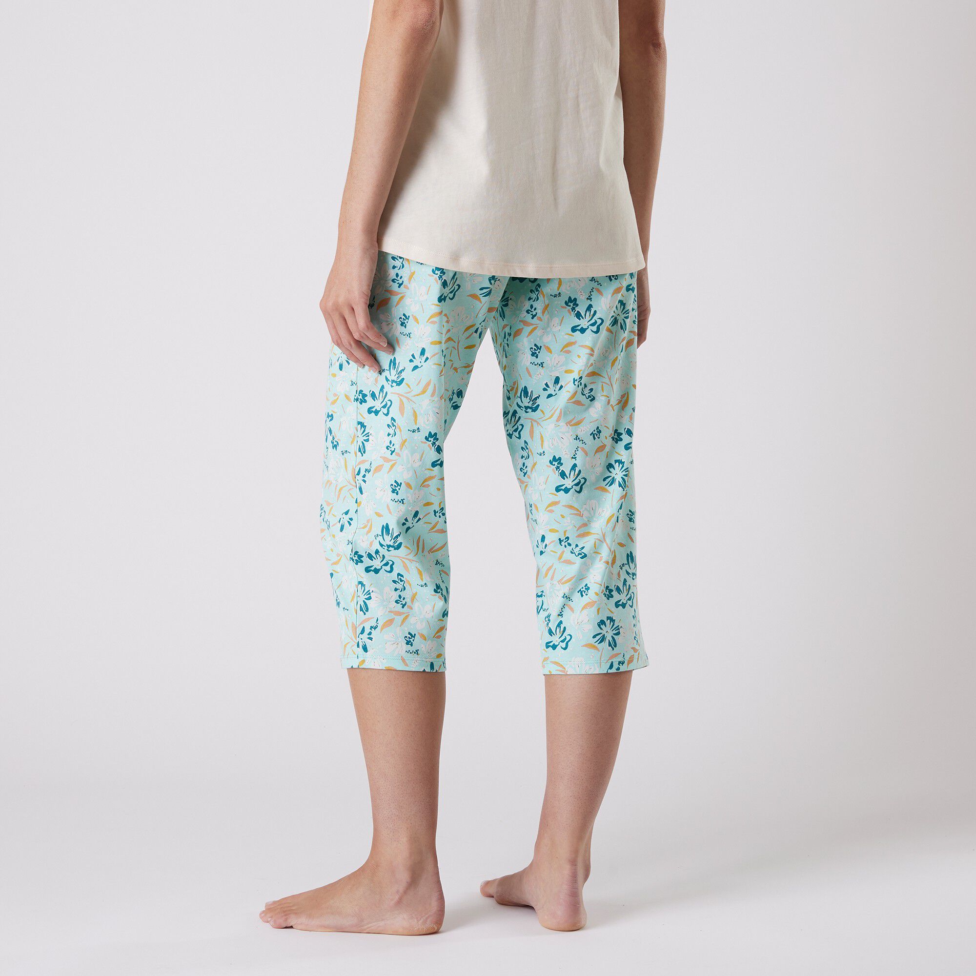 Pantalon court pyjama imprimé floral