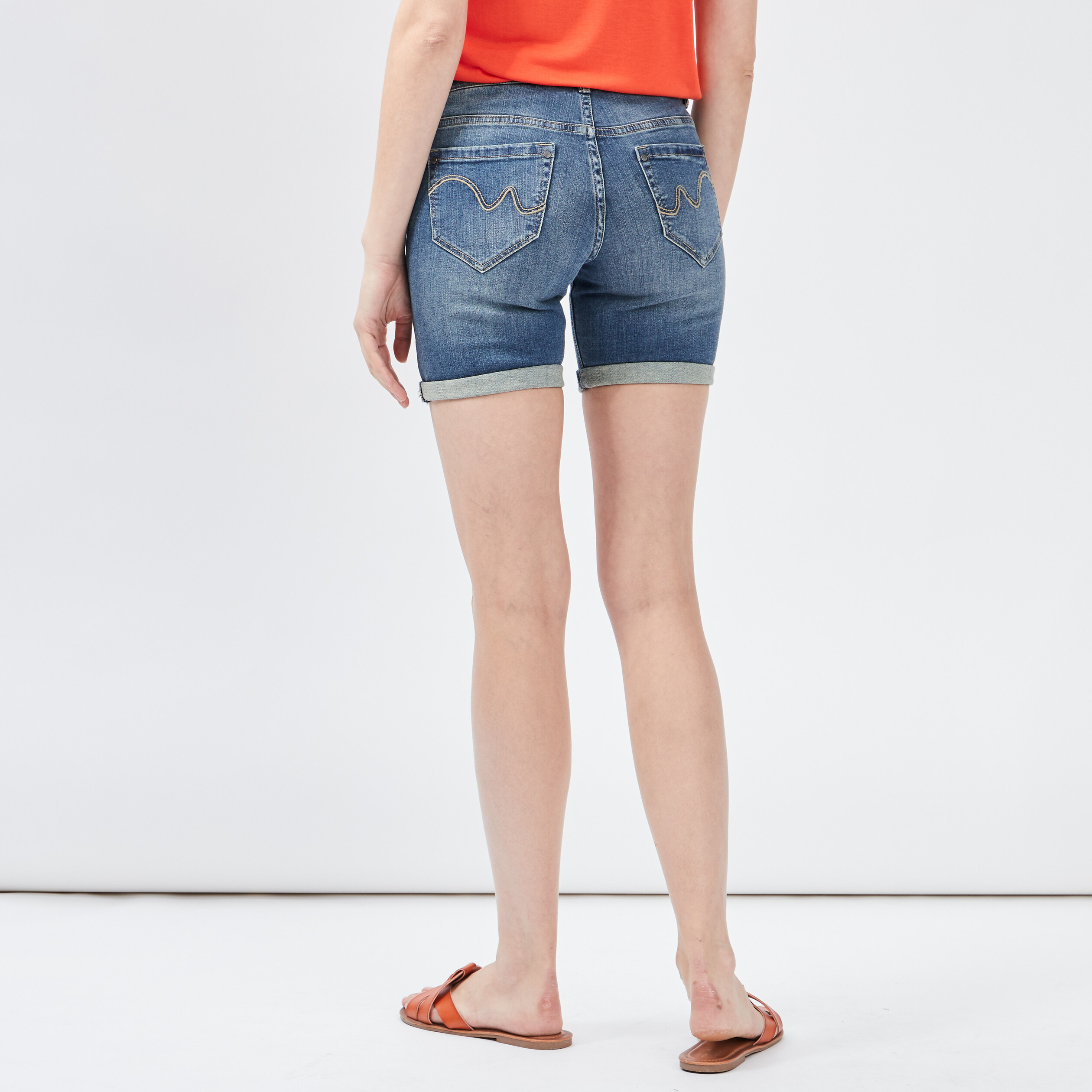 Short slim en jean délavé denim stone femme | La Halle
