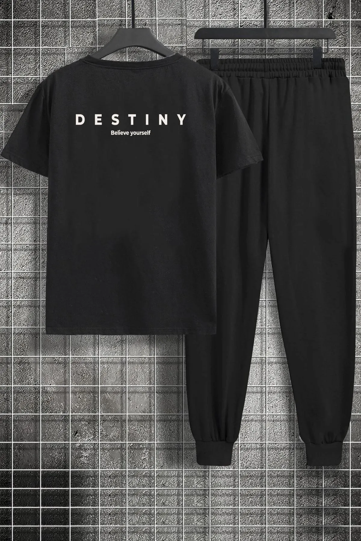 uyguntarz  Bedrucktes zweiteiliges Unisex-Trainingsanzug-Set „Destiny“.