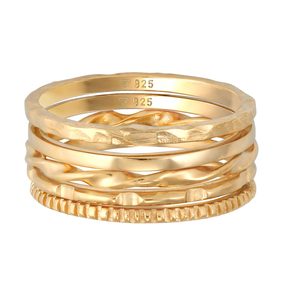 Elli Elli Bague Bagues superposées pour femmes - Lot de 5 - Tendance minimale filigran Bague