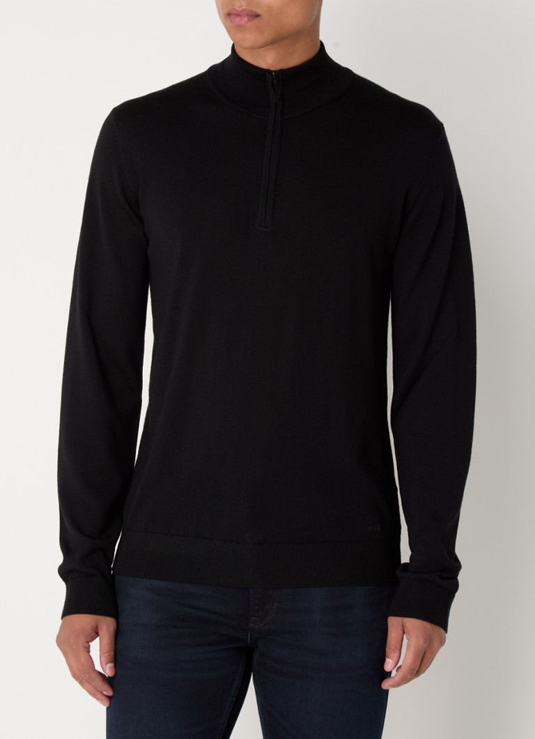 HUGO BOSS San Quirin fine-knit virgin wool pullover with half zip