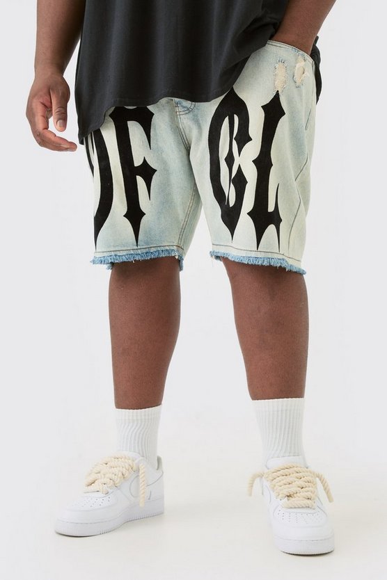 Plus gerade Shorts mit Ice Blue Waschung