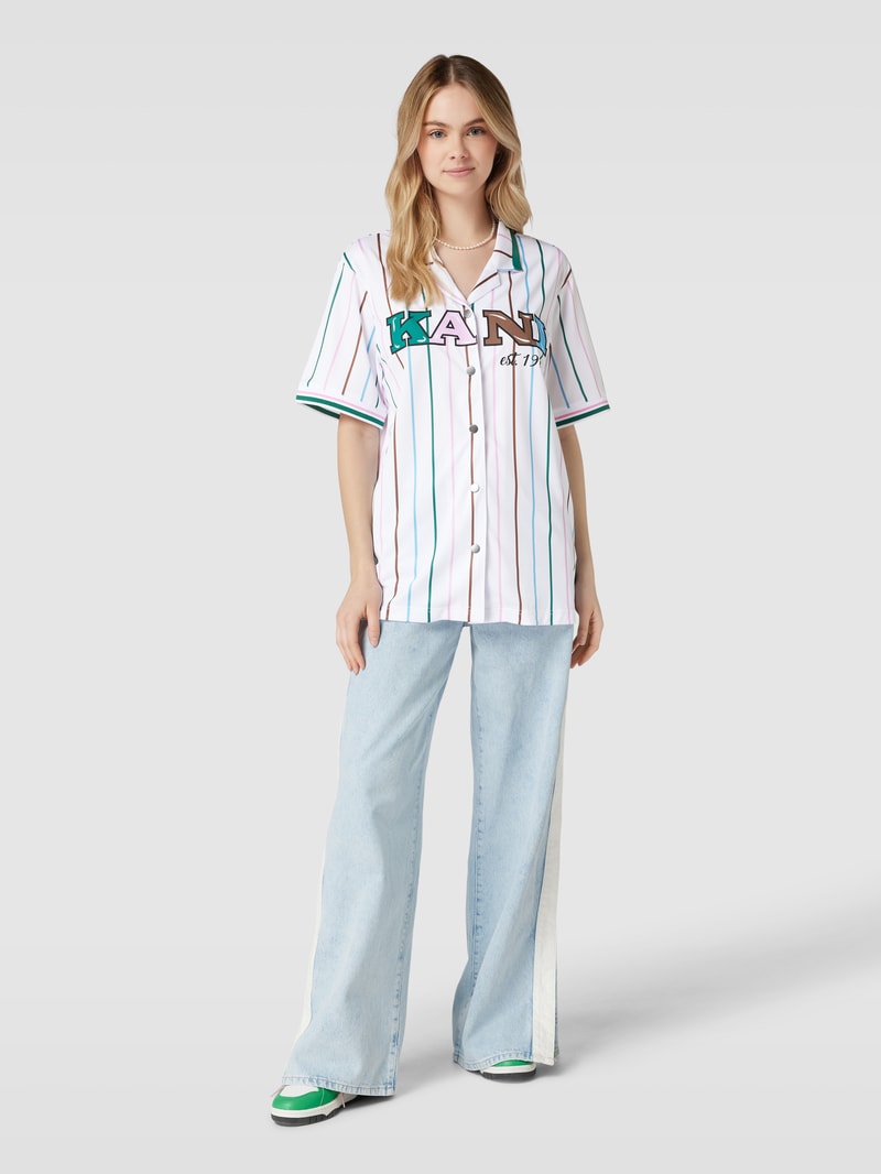 T-Shirt mit Streifenmuster in weiß