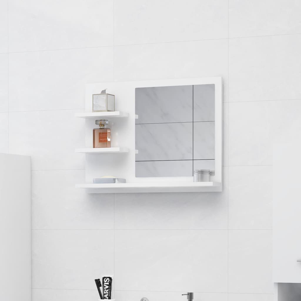vidaXL Badezimmerspiegelschrank Badspiegel Hochglanz-Weiß 60x10,5x45 cm Holzwerkstoff (1-St)