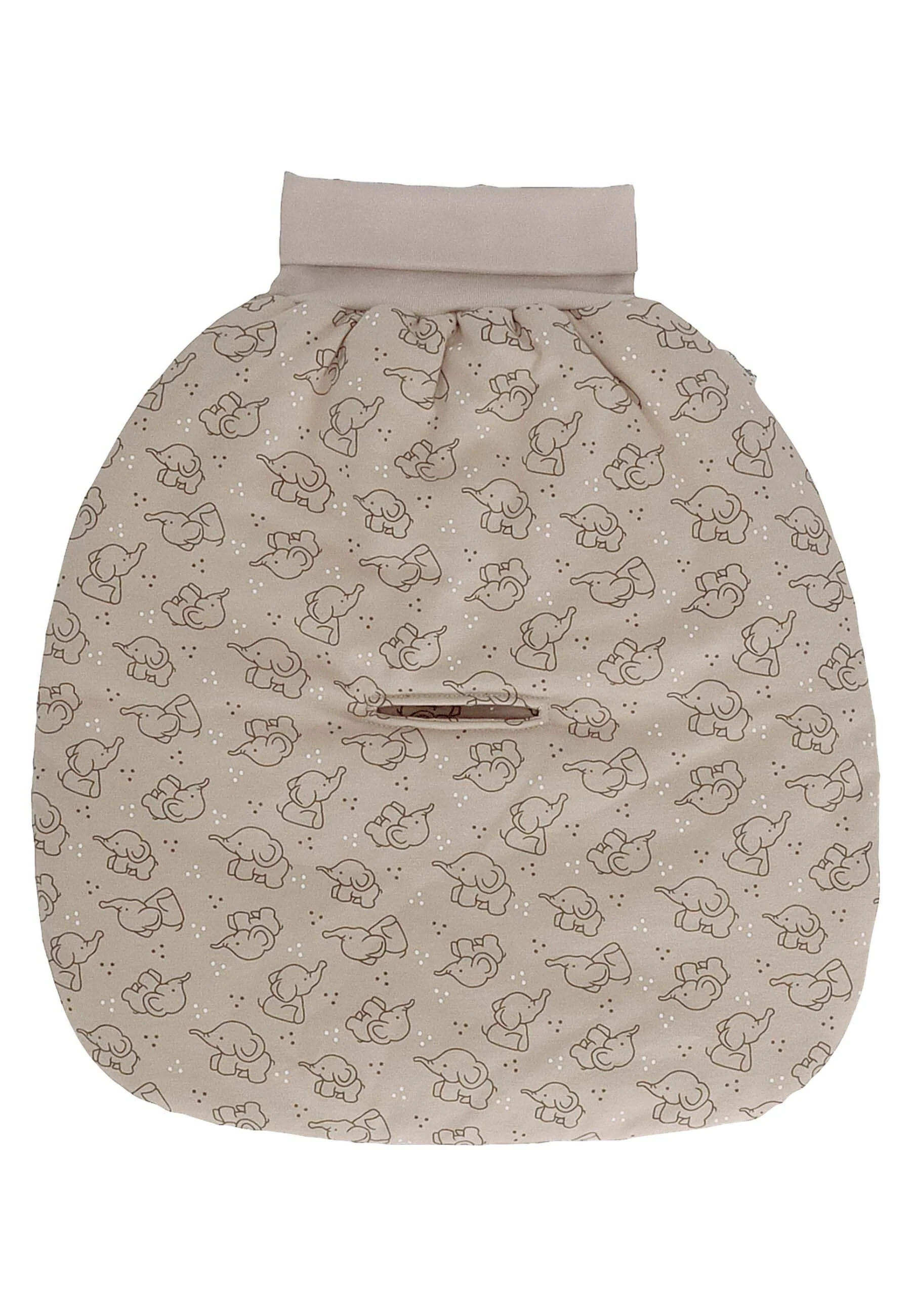 Strampelnest wattiert, Motiv Elefant Eddy in Beige