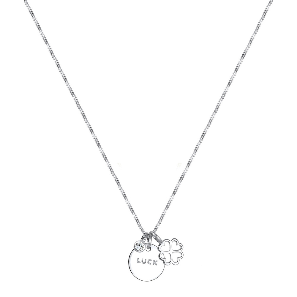 Elli Elli Collier Femme Lucky Feuille de Trèfle Bonheur avec Cristal en Argent Sterlin collier