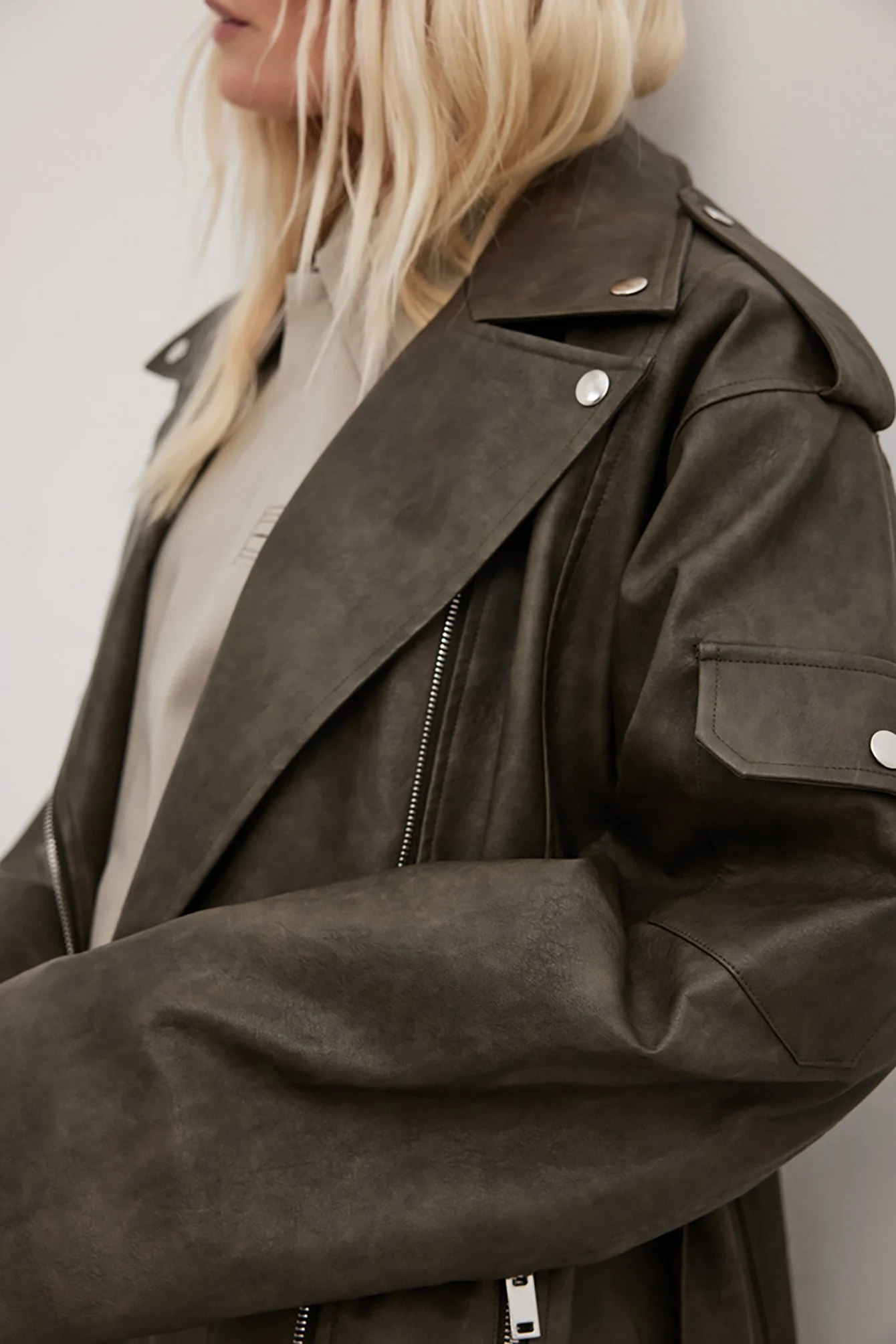 Maxi Bikerjacke aus PU