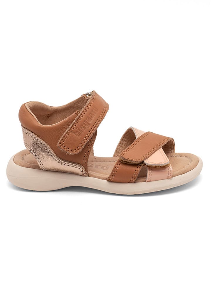bisgaard Leder-Sandalen in Hellbraun/ Rosa günstig kaufen
