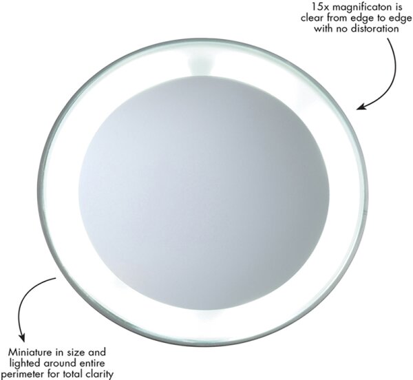 Tweezerman LED Mini Mirror - 15X Mini Vergrößerungsspiegel Kosmetikspiegel