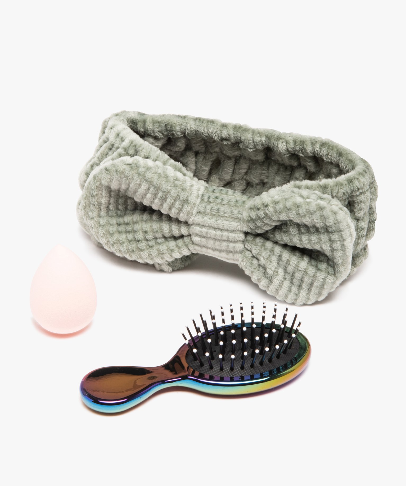 Coffret de 3 accessoires de beauté : bandeau, éponge et br... vert | GEMO