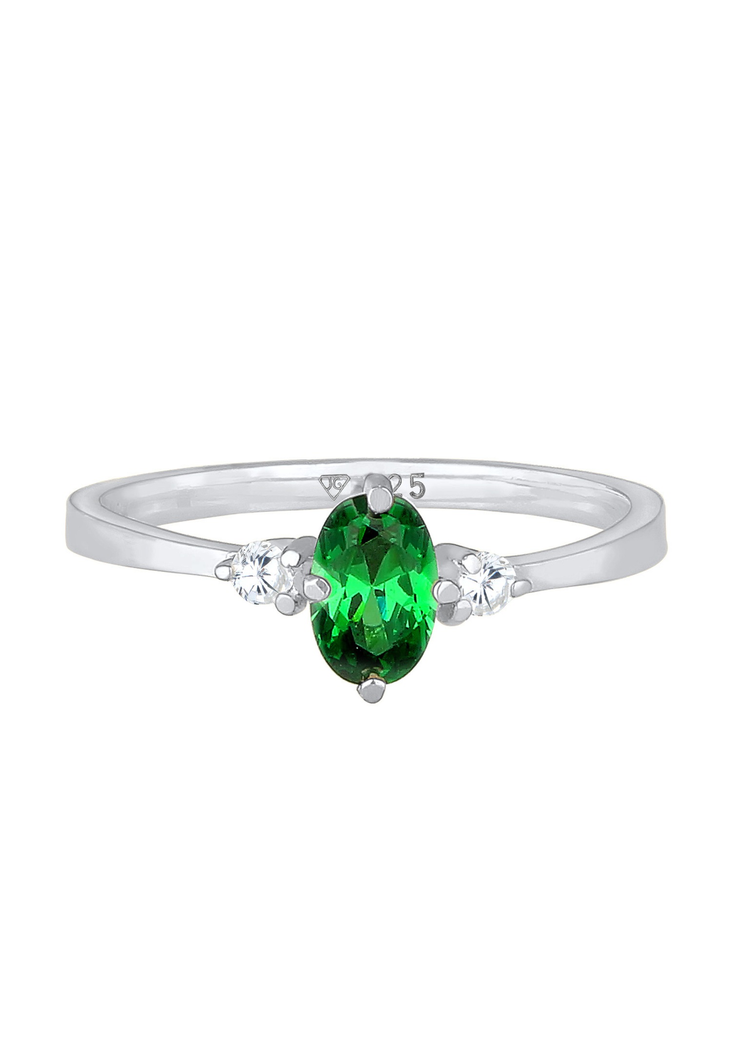 Elli Women's Elegant Band with Green Cubic Zirconia Crystals in 925 Sterling Silver