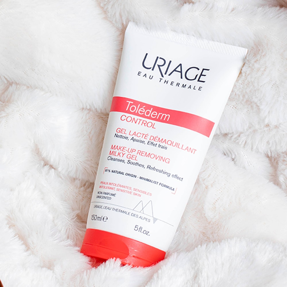 Uriage Toléderm CONTROL Gel Lacté Démaquillant150ml Nettoyant visage sans rinçage peaux sensibles