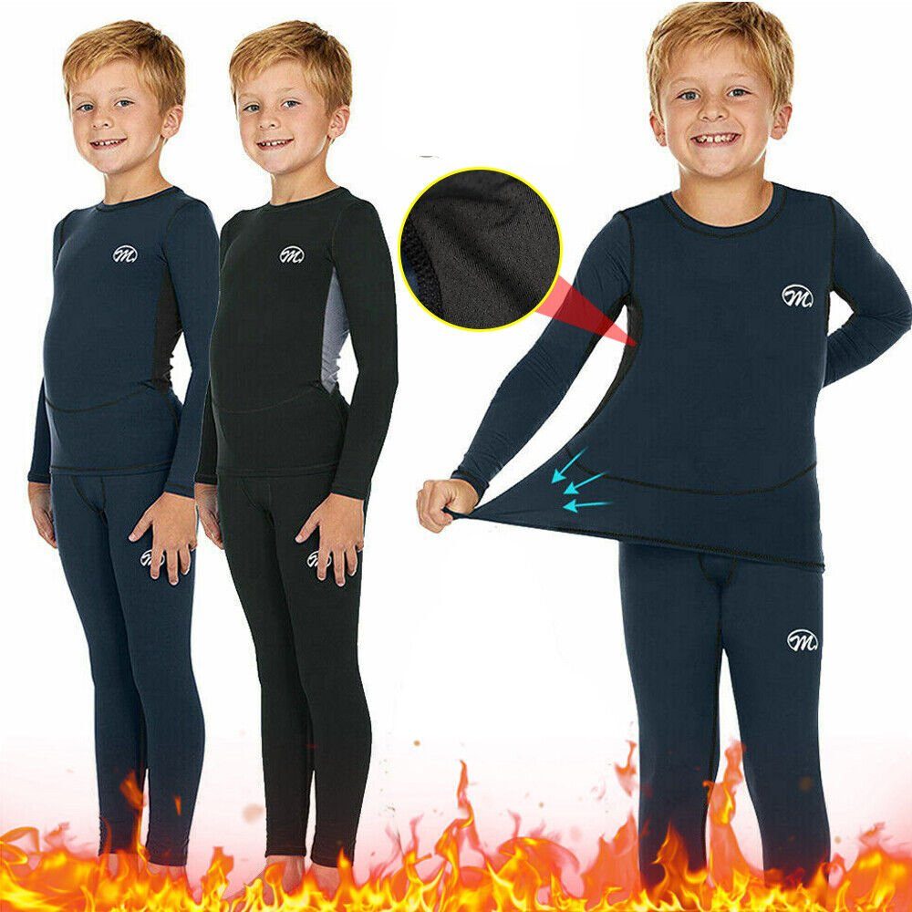 MEETYOO Thermounterhemd Kinder Fleece Thermo Unterwäsche Set (Funktions Ski Unterhose Thermohemd, Funktionswäsche Basisschicht)