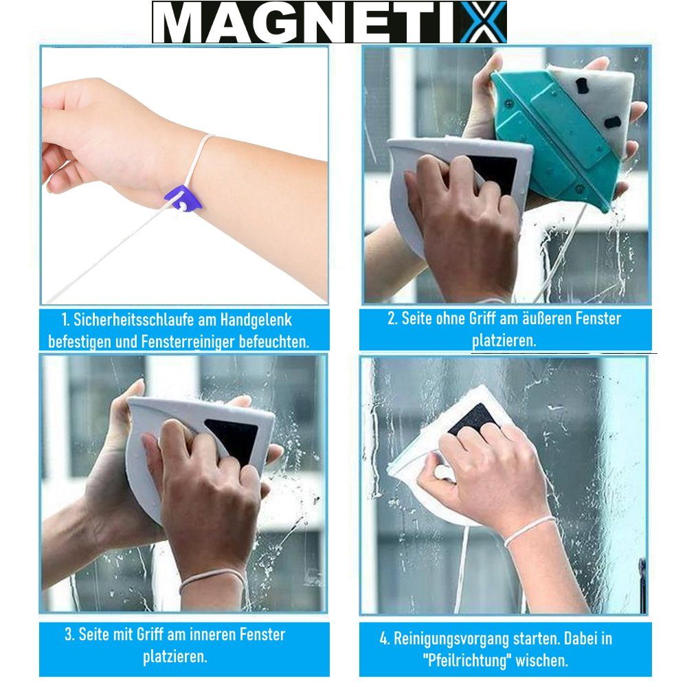 MAVURA Fensterreiniger MAGNETIX magnetischer Fensterreiniger Glaswischer Glasreiniger, Auto KFZ Haus Fenster Reiniger Wischer Abzieher