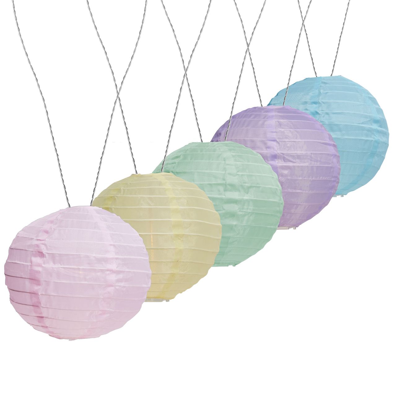 Weles AMARE LED Lichterkette mit 15 XXL Lampions mit 15 cm Durchmesser, strombetrieben mit 6 h Timer, pastell-bunt