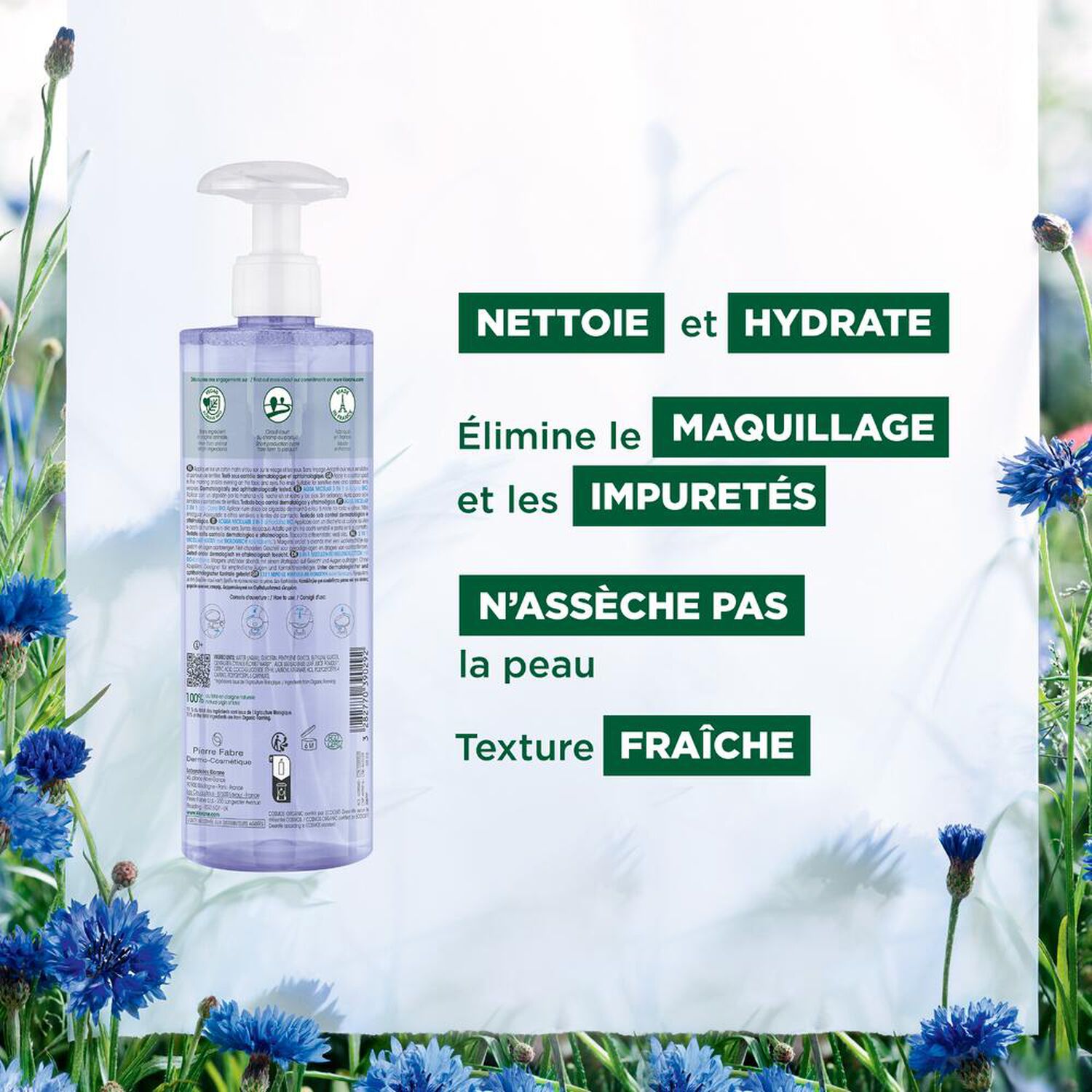 Klorane Bleuet Bio Eau Micellaire Visage - Yeux - Lèvres