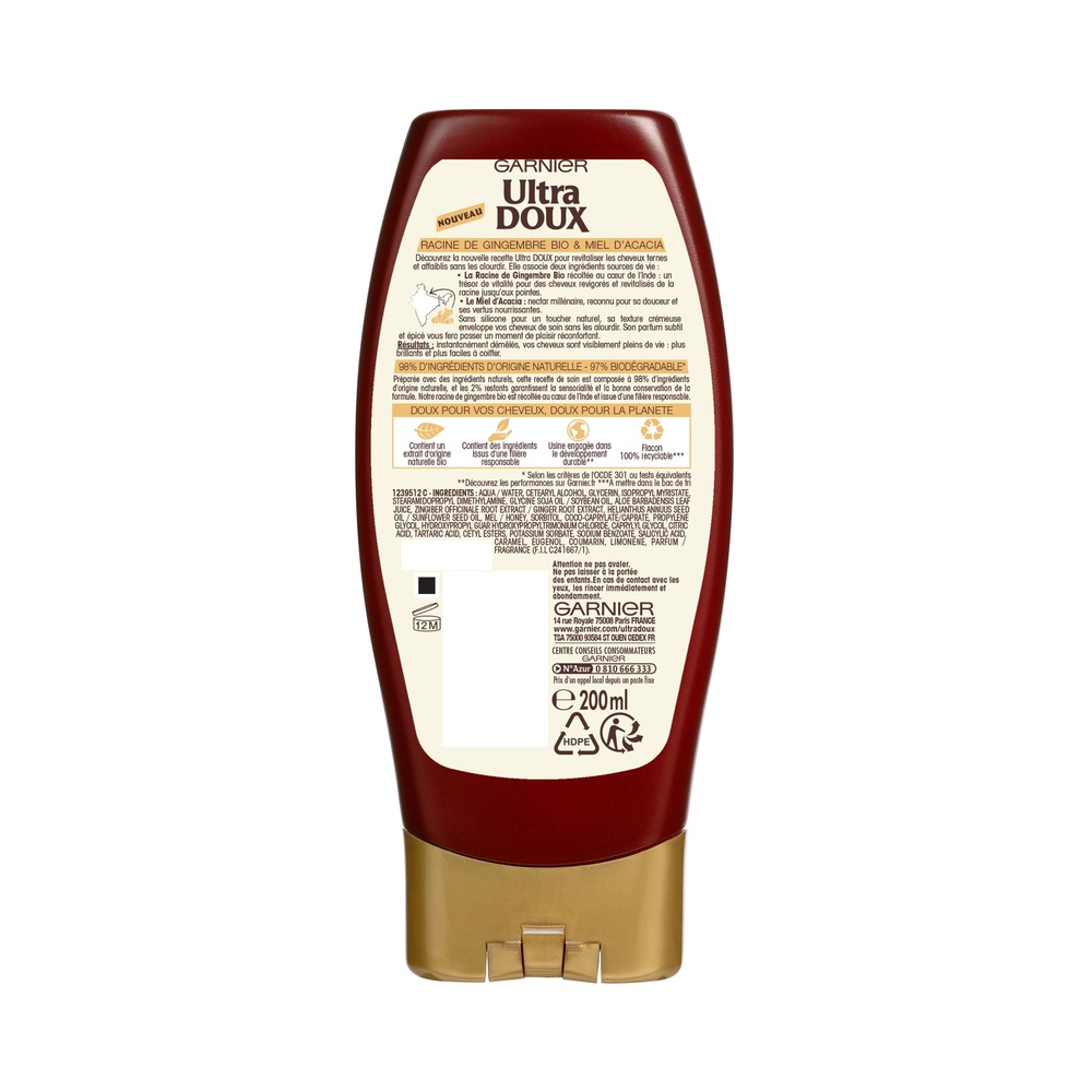 garnier Ultra Doux Gingembre de Vie Après-shampoing au Gingembre Revitalisant pour cheveux Affaiblis