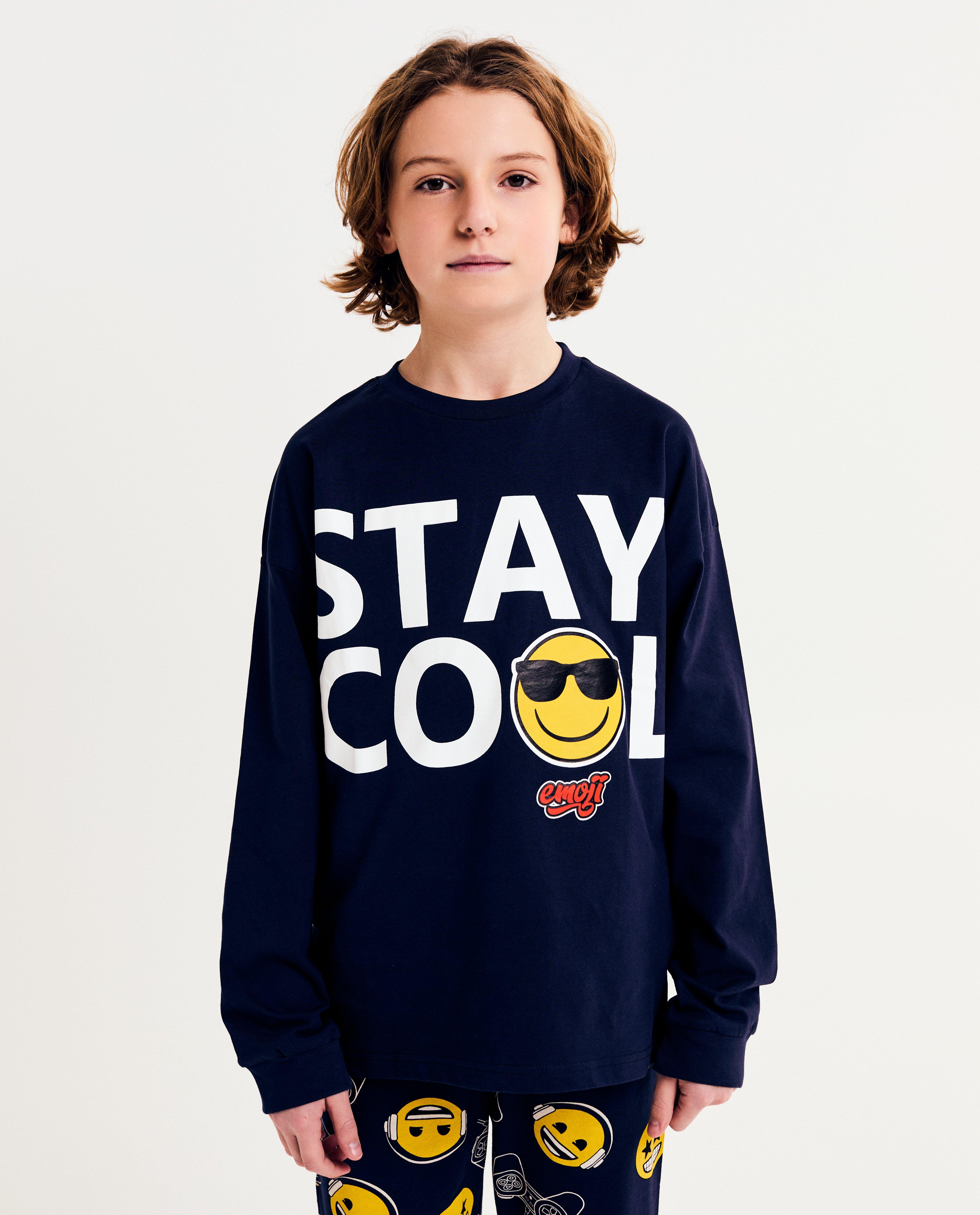 Pijamale emoji cu imprimeu emoji albastru închis