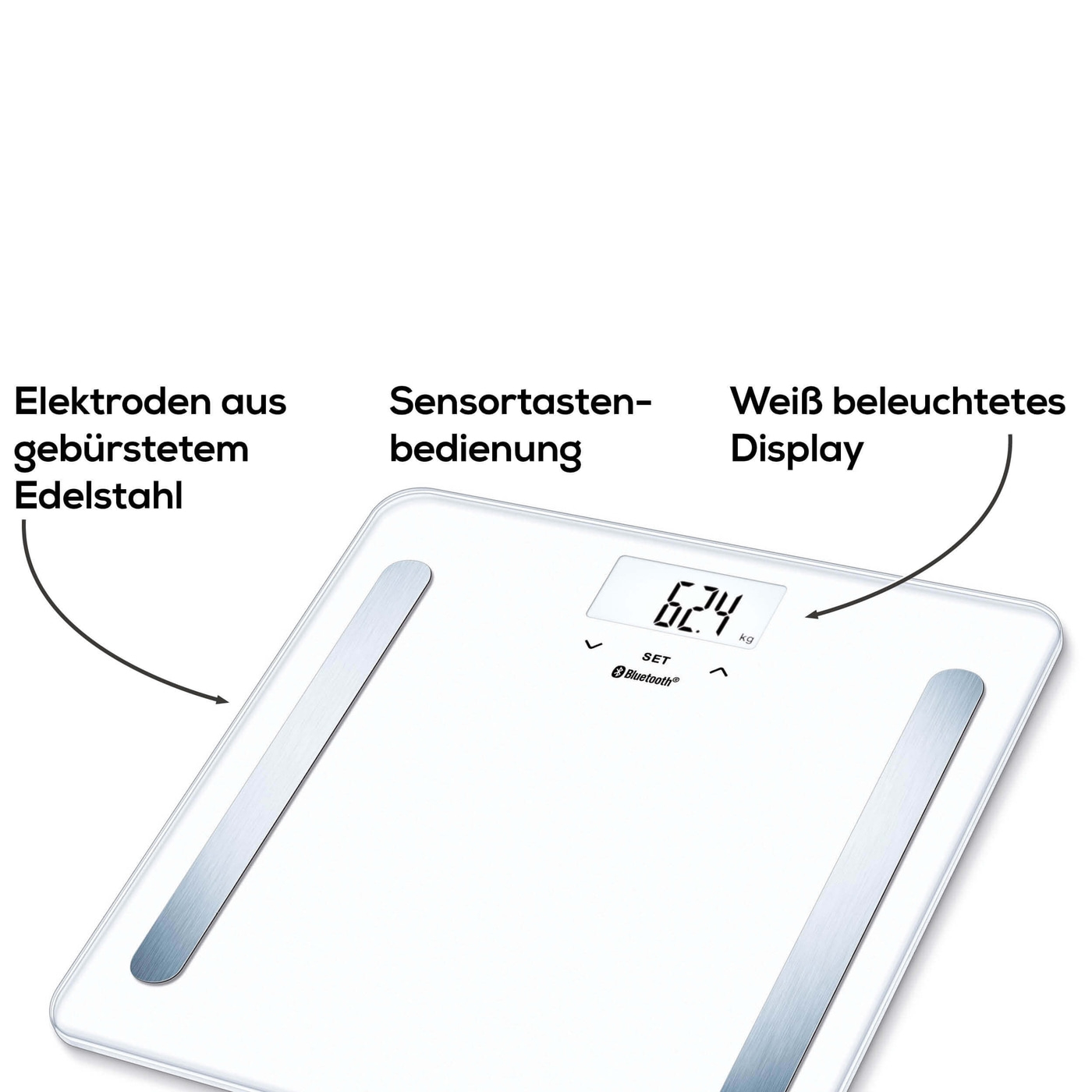 Beurer Diagnosewaage BF 600 Pure Black-Analysewaage mit BMI Ganzkörperanalyse & App-Anbindung - bis 180 kg