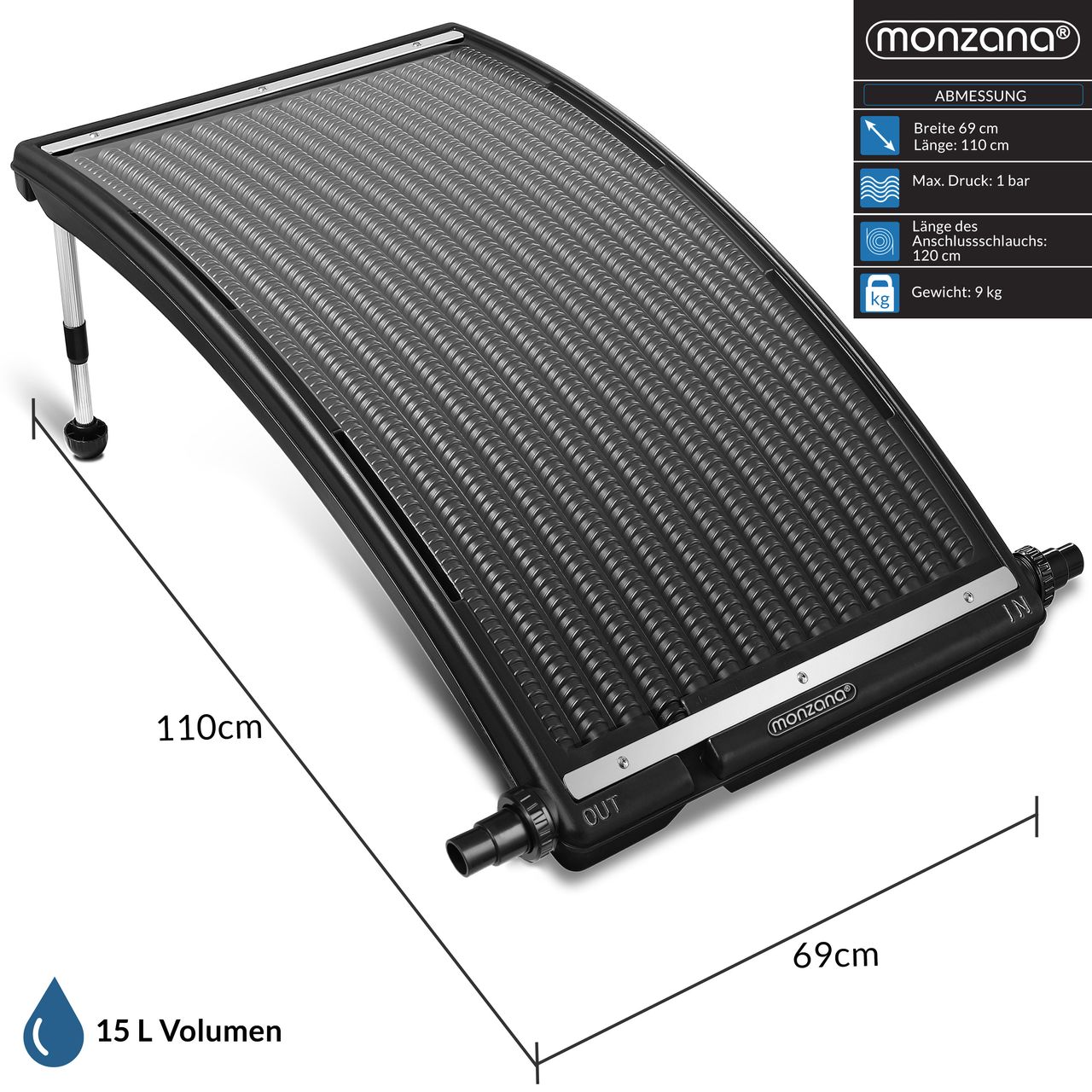 Casaria monzana® Poolheizung Solar Anthrazit 110x69x14cm Sonnenkollektor Solarheizung