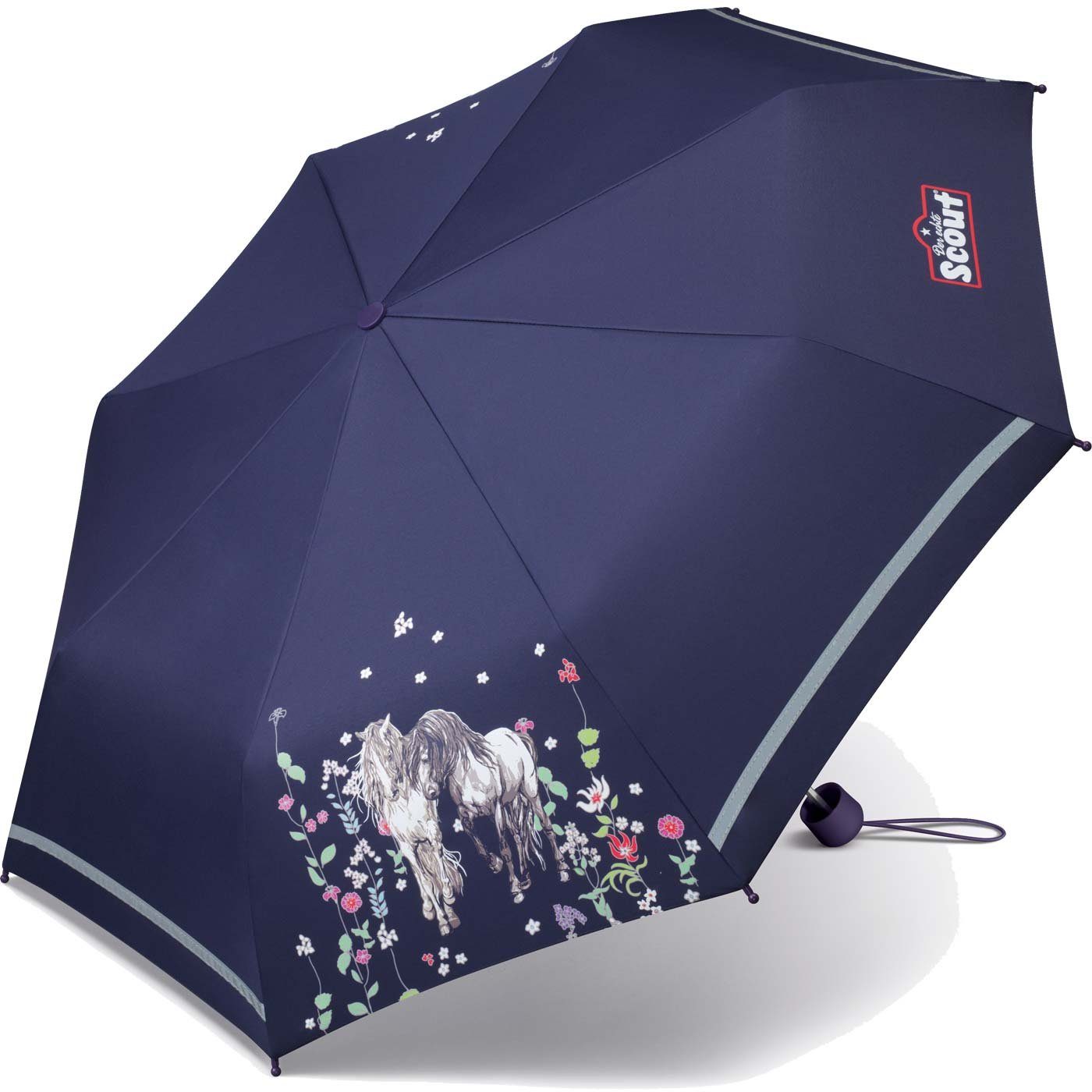 Scout Taschenregenschirm Mini Kinderschirm Basic reflektierend bedruckt, leicht