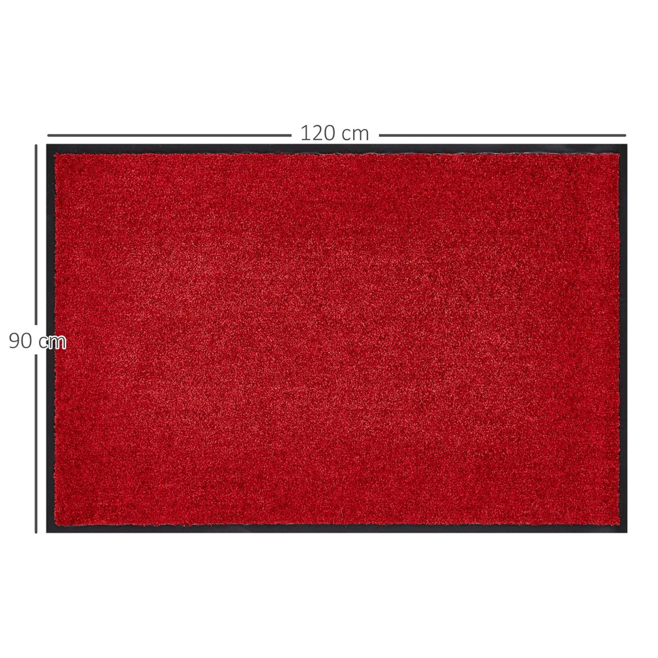 HOMCOM Fußmatte waschbar Gummiumrandung rutschfest Rot 120 x 90 x 0,7 cm
